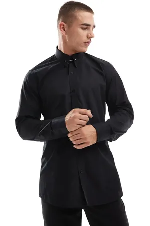 Shelby & Sons Shelby and Sons roslin smart shirt in with collar bar detail