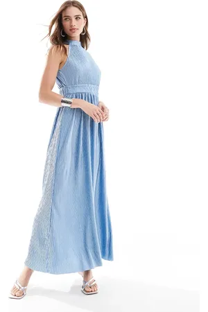 Y.A.S Halterneck maxi dress in alaskan - MBLUE