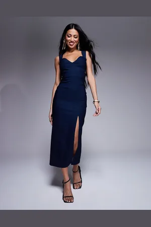 Vesper Cut out detail front split midaxi dress in
