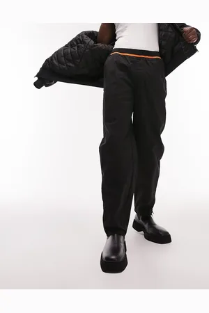 Topman Loose nylon elasticated waist with orange highlight trousers in