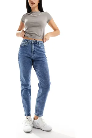 Noisy May Moni high waisted straight jeans in mid wash