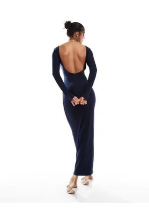 Kaiia Exclusive slinky low back long sleeve bodycon maxi dress in