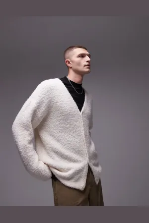 Topman Relaxed fit boucle cardigan in oatmeal