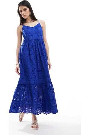 Y.A.S Broderie maxi cami dress in - MBLUE