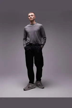 ARKET Merino wool jumper with crew neck in dark melange