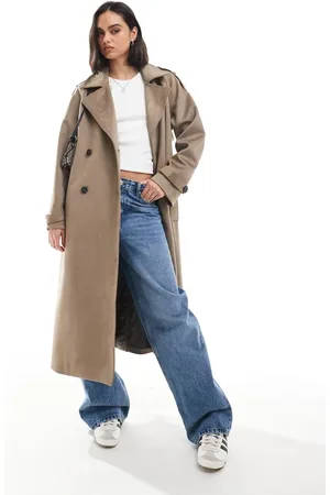 ASOS Premium suedette trench coat in beige