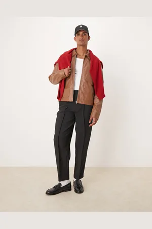ASOS Smart oversized tapered trousers in rib texture