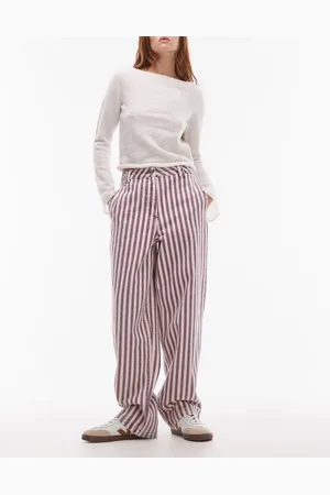 Topshop Stripe straight leg trouser in
