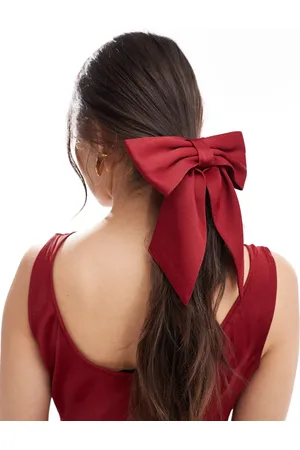 Maids to Measure Bridesmaid satin hair bow in burgundy