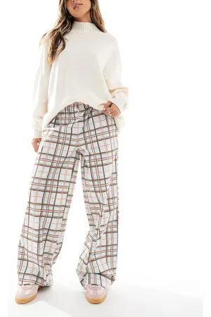 ONLY Pull on wide leg trouser in check