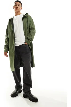 ASOS Longline shower resistant rain coat in khaki