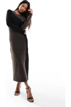 Style Cheat Knitted colour block midi dress in