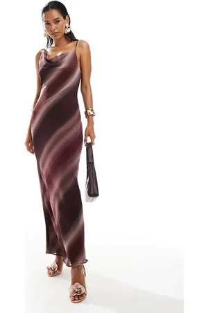 Pretty Lavish Keisha cowl neck maxi dress in wine ombre