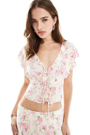 MANGO Floral printed co-ord top in