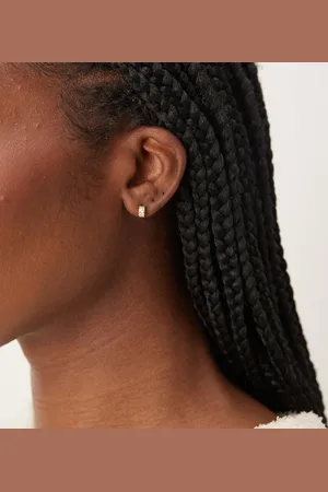 Orelia Tiny curved crystal stud earrings in 18k plated
