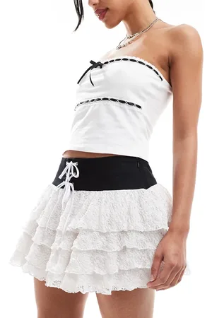 Minga London lace-up belted frill mini rara skirt in