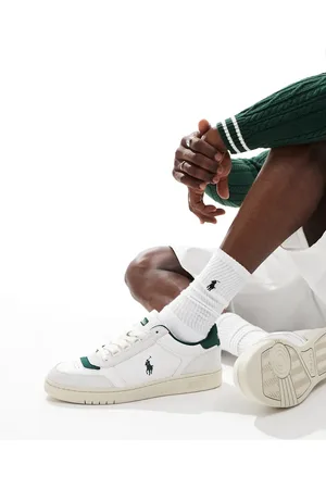 Ralph Lauren Court Sport leather trainer in and green