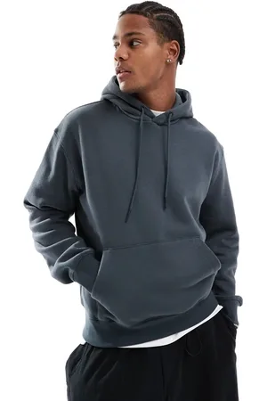 Bershka Basic hoodie in charcoal