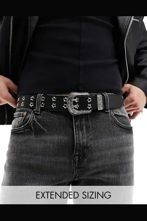 ASOS Faux leather belt with star studs and silver western buckle in