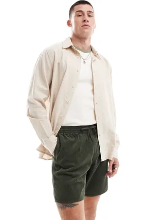 Rhythm Classic linen long sleeve beach shirt in sand