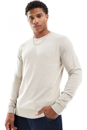 JACK & JONES Fine gauge crew neck jumper in beige
