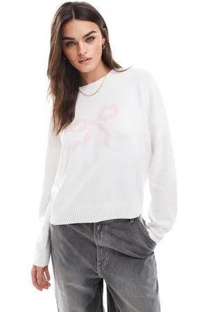 Hollister Knitted jumper in with pink bow