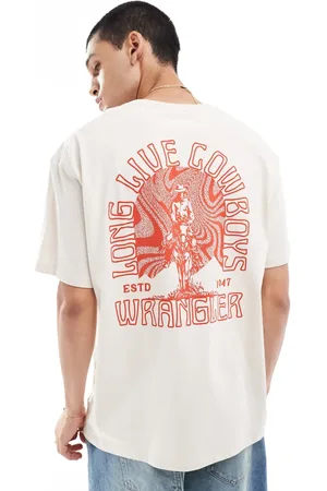 Wrangler Cowboy back logo print vintage oversized fit t-shirt in off