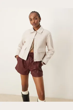 New Look Cropped shacket with pockets in stone
