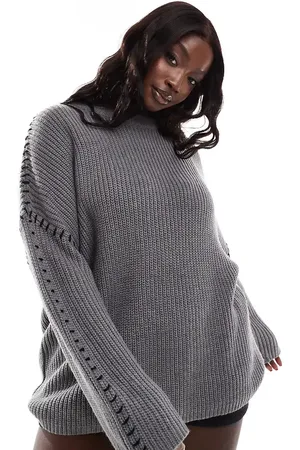 Yours Jumper with blanket stitch in charcoal