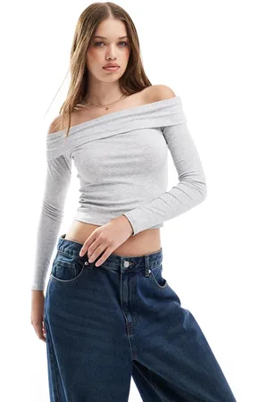 Cotton On Cotton On rib off shoulder long sleeve top in