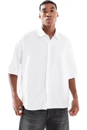 ASOS Volume oversized boxy oxford shirt with minimal design in white