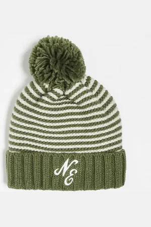 New Era Logo stripe beanie in khaki