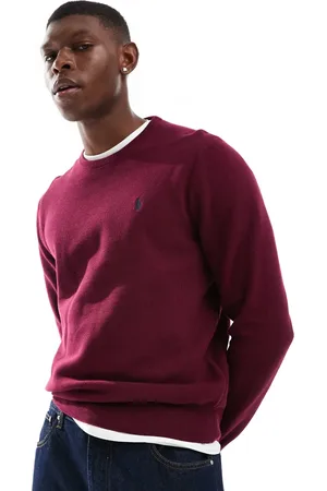 Ralph Lauren Icon logo cotton knit jumper in burgundy