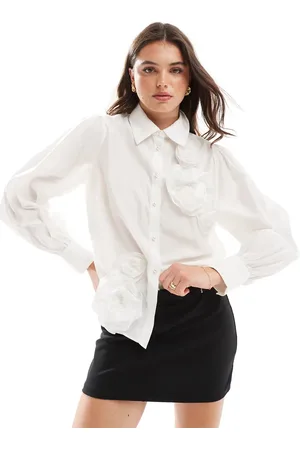 Y.A.S Flower detail long sleeve shirt in