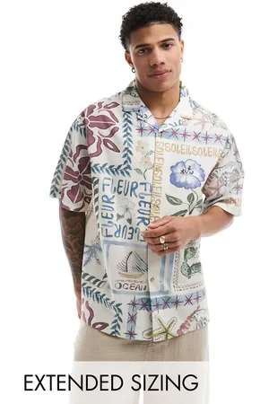 ASOS Oversized revere shirt with stamp holiday print