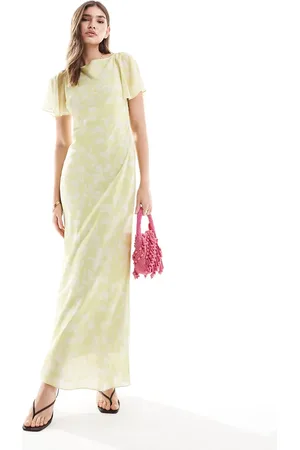 Pretty Lavish Flutter sleeve maxi dress in sorbet botanic