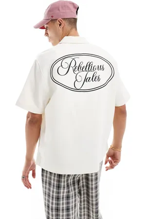 Bershka Rebellious back print shirt in ecru