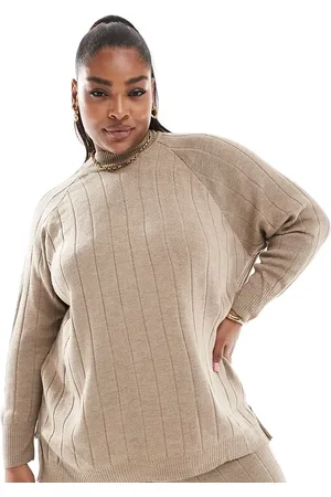 ONLY High neck knitted lightweight knitted jumper co-ord in sand