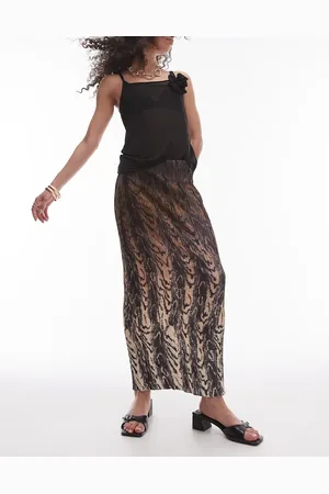 Topshop Ombre snake plisse skirt in