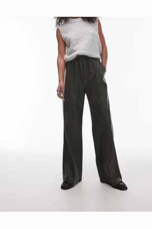 Topshop Faux leather jogger in khaki