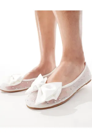 Be Mine Bridal Nelly bow flat shoes in ivory