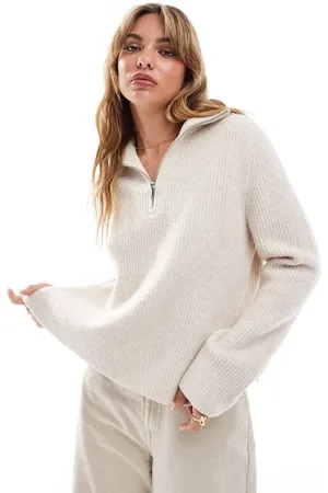 New Look Half zip jumper in cream