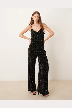 VILA V neck sleeveless sequin jumpsuit in