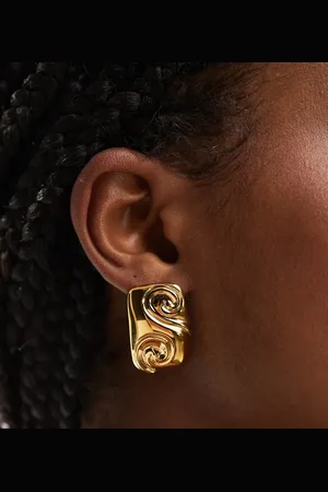 8 Other Reasons 18k plated swirl pattern large stud earrings