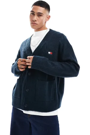 Tommy Hilfiger Boxy badge cable knit cardigan in