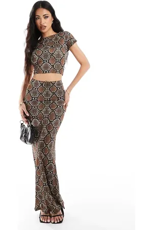 Kaiia Mix & match slinky column maxi skirt co-ord in snake