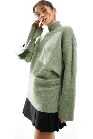 ASOS Knitted gathered jumper in pistachio