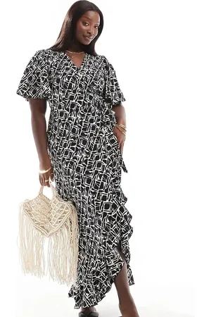 VERO MODA Wrap front maxi dress in abstract print