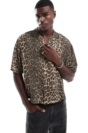 ASOS Cotton relaxed boxy shirt in leopard print
