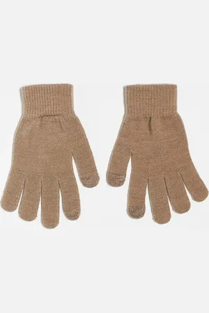 Pieces® Touch screen knitted gloves in camel